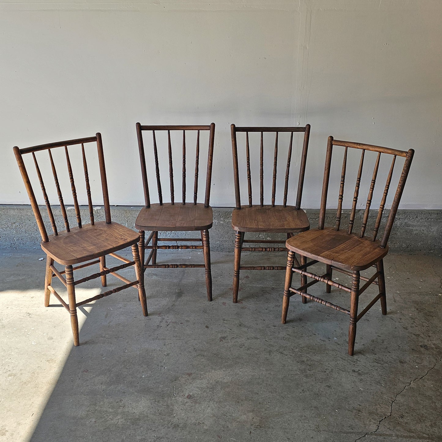 Vintage spindle back dining chairs - set of 4