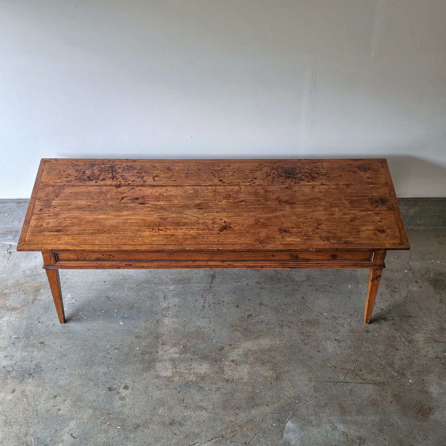 Antique French Farmhouse Table with Drawers