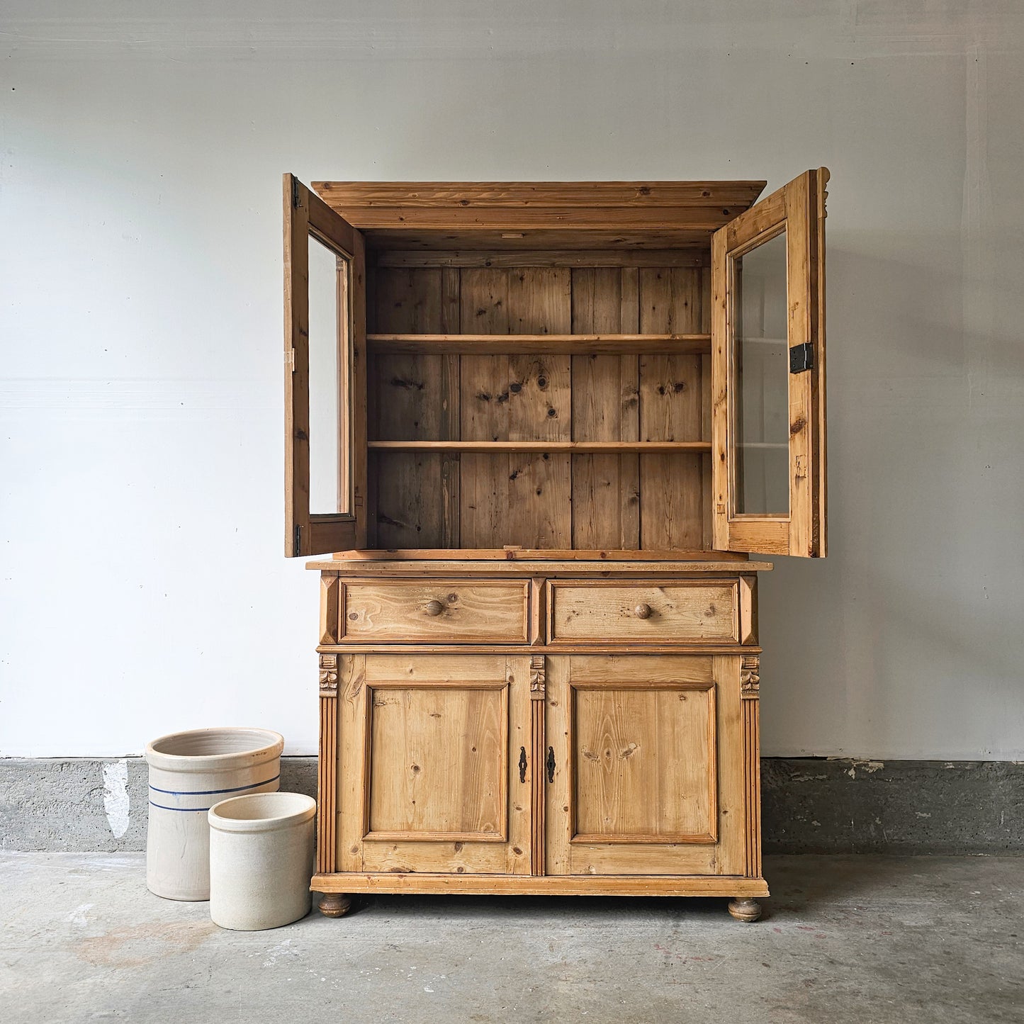 Antique European pine hutch