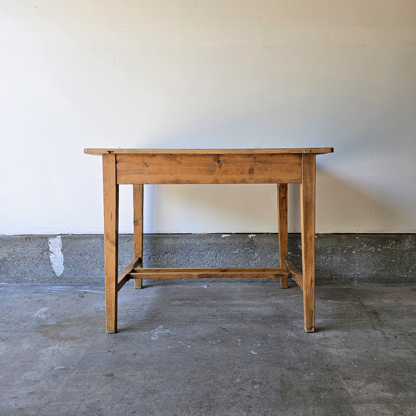 Small Antique pine table with stretcher base