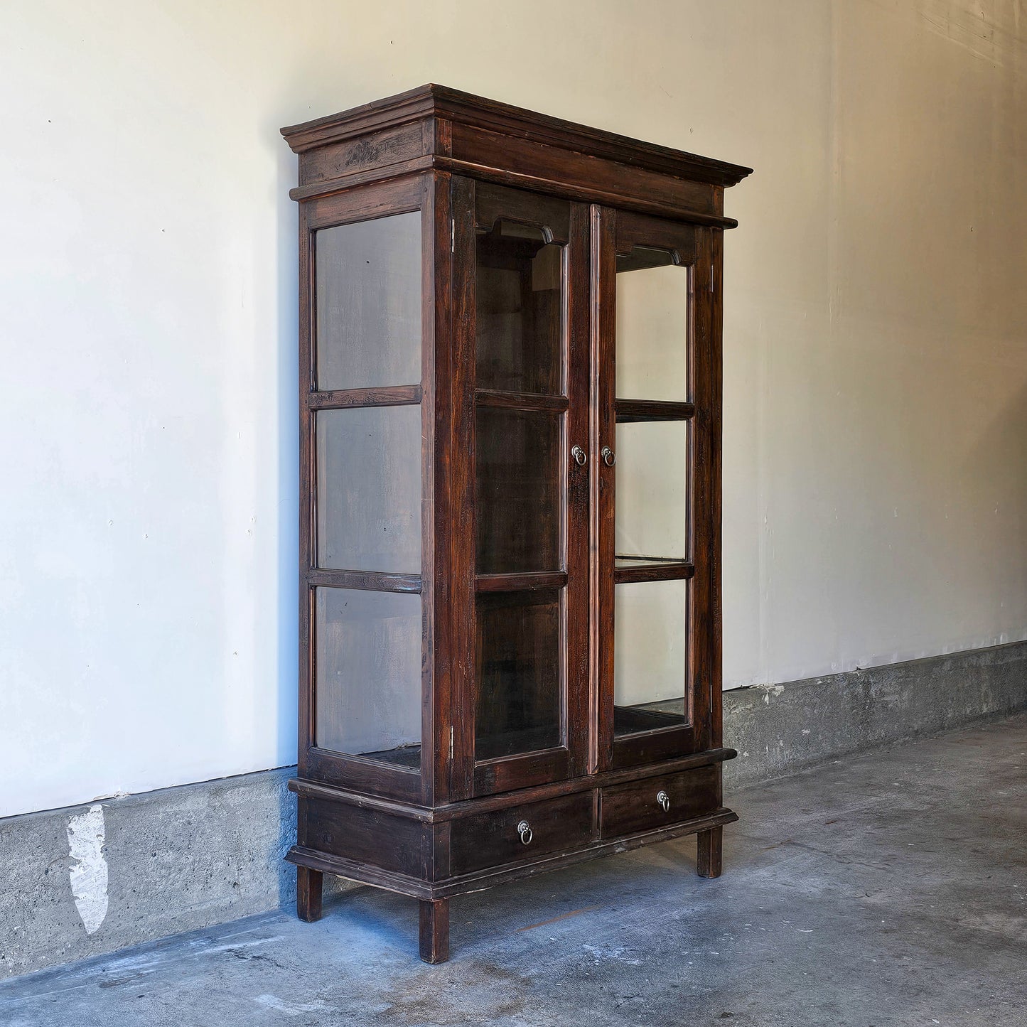 Vintage dark wood curio cabinet