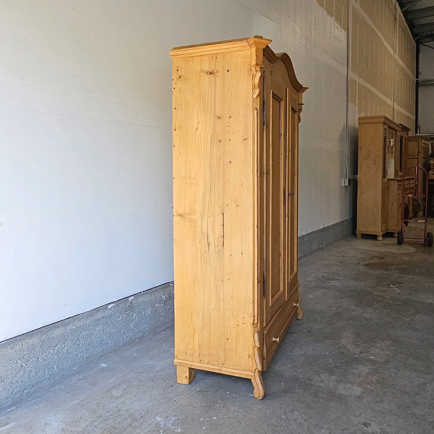 Antique Pine Armoire with Serpentine Legs