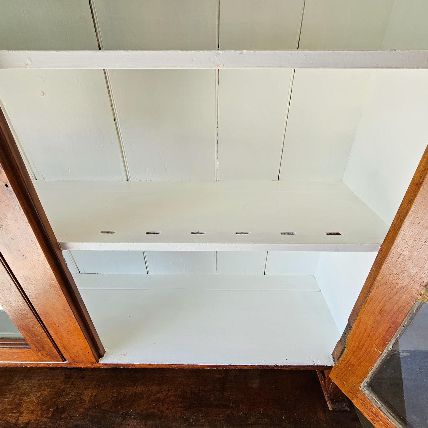 Antique American Pine Hutch with glass doors