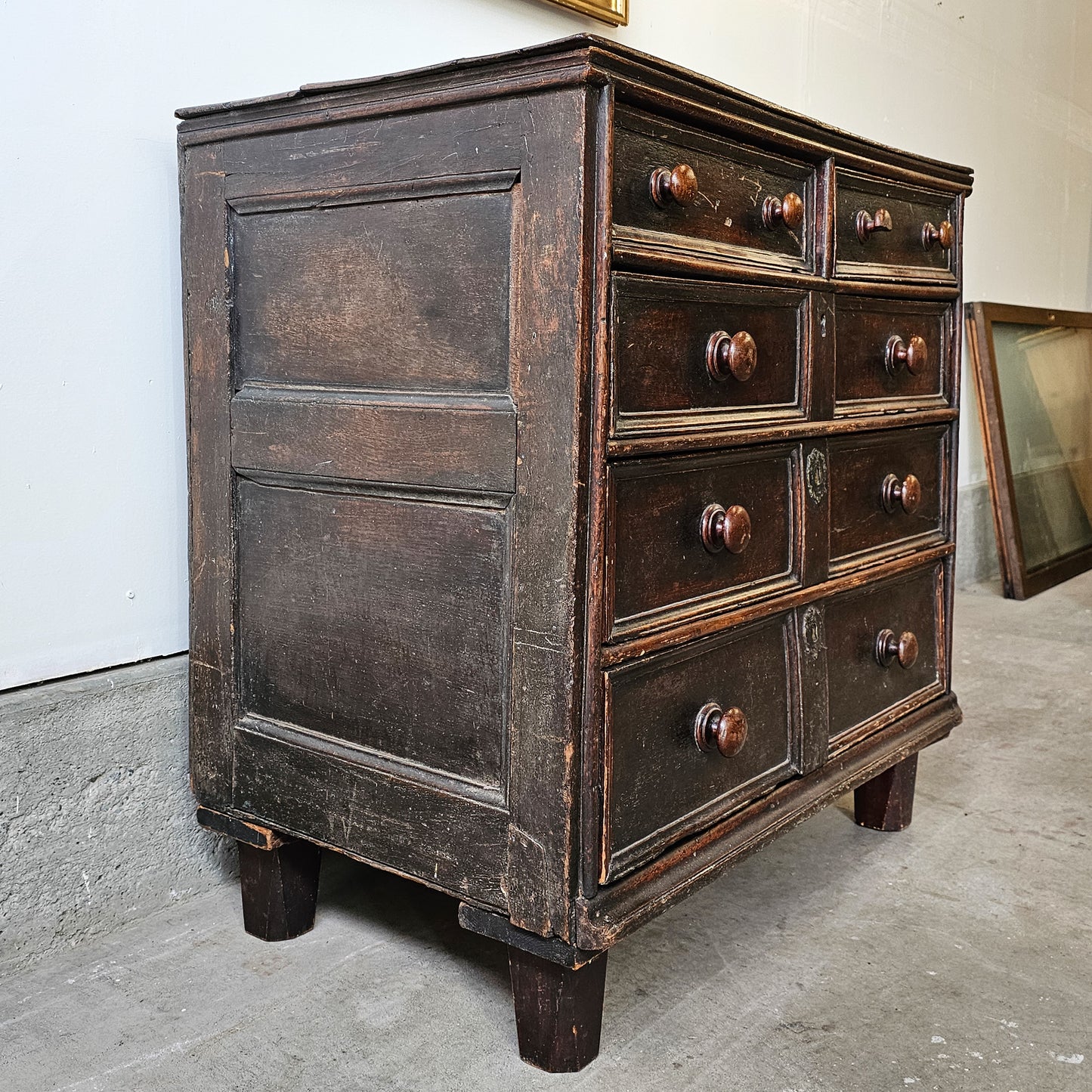 Antique 18th Century Dark Oak Chest of Drawers Dresser