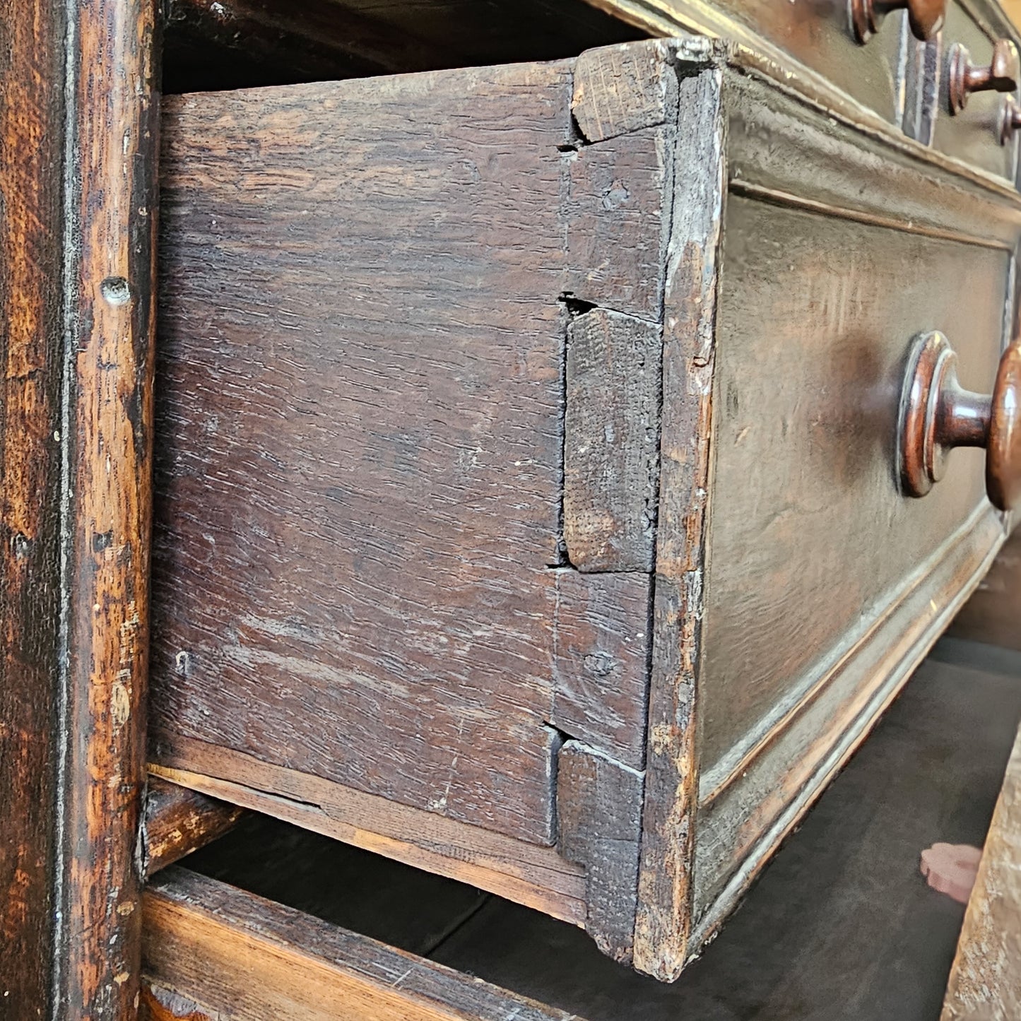 Antique 18th Century Dark Oak Chest of Drawers Dresser