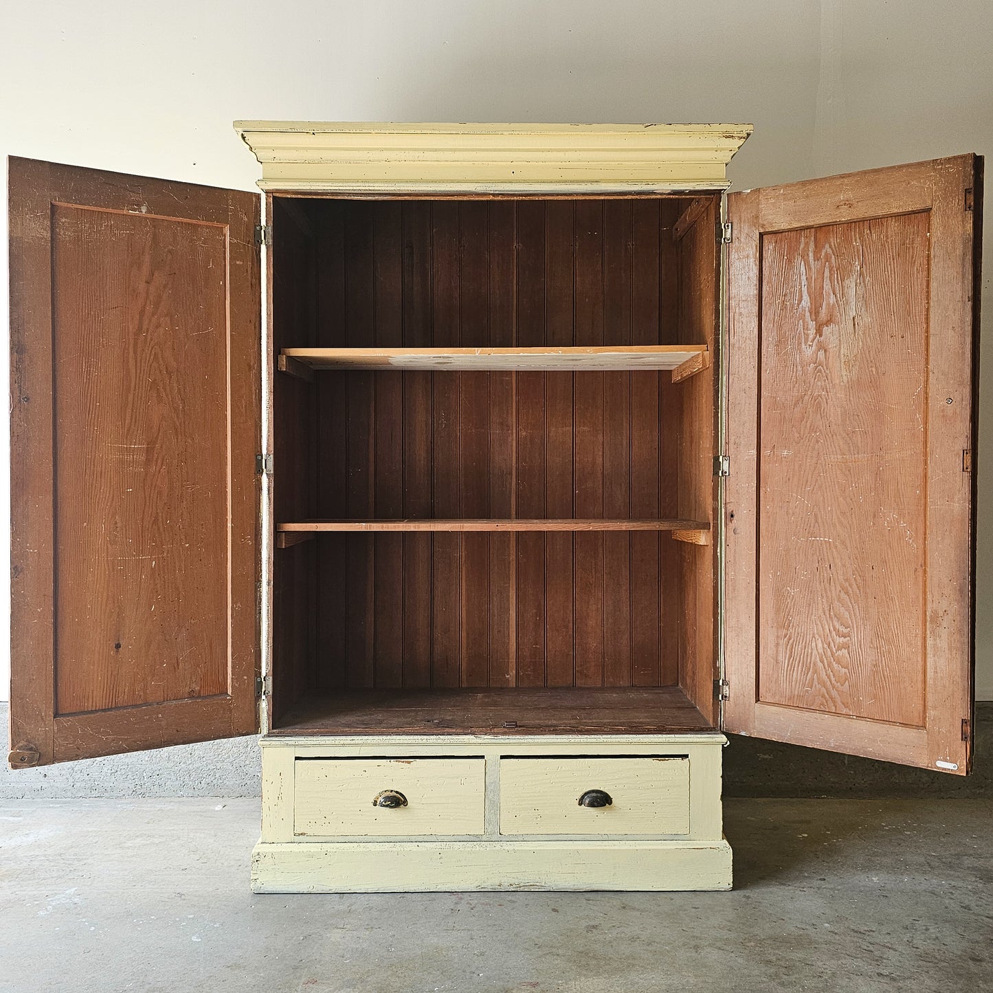 Antique yellow chippy cabinet