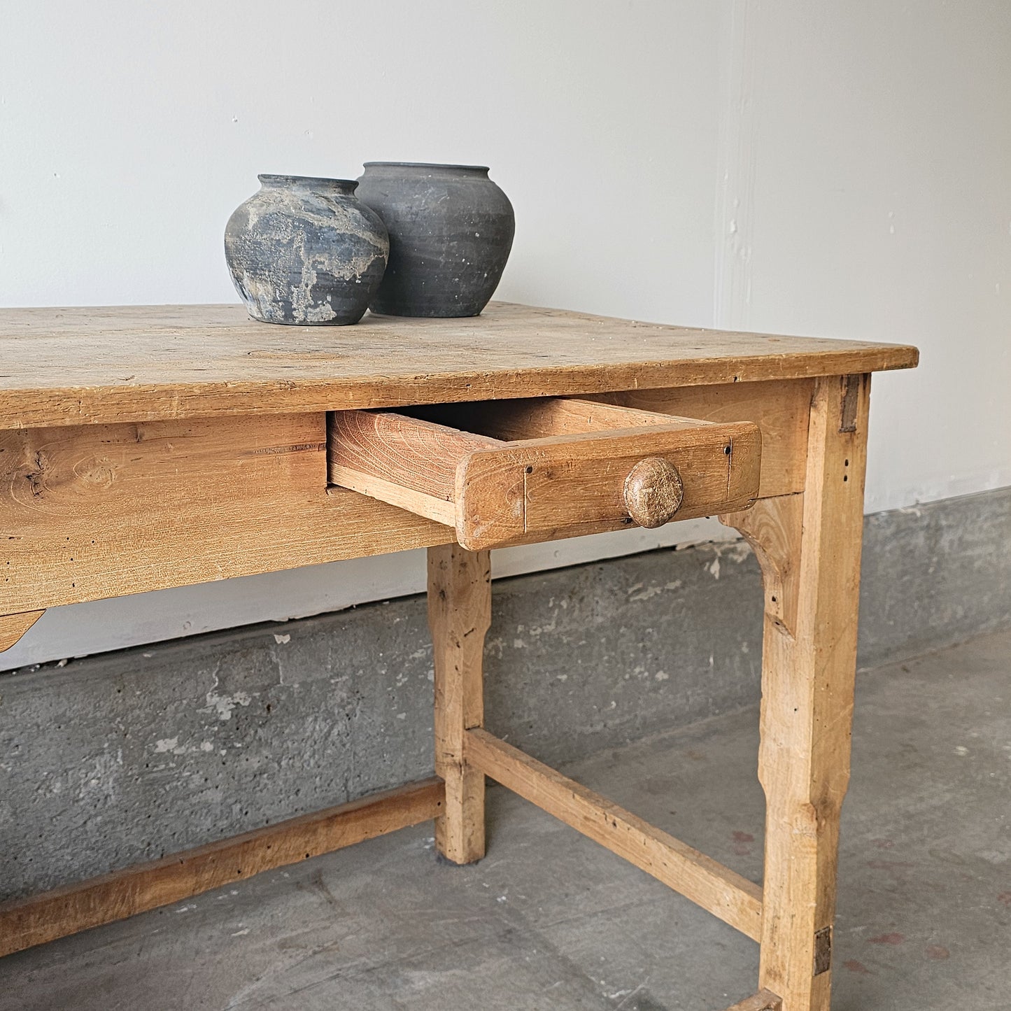 Small Antique English Pine Table with Drawer