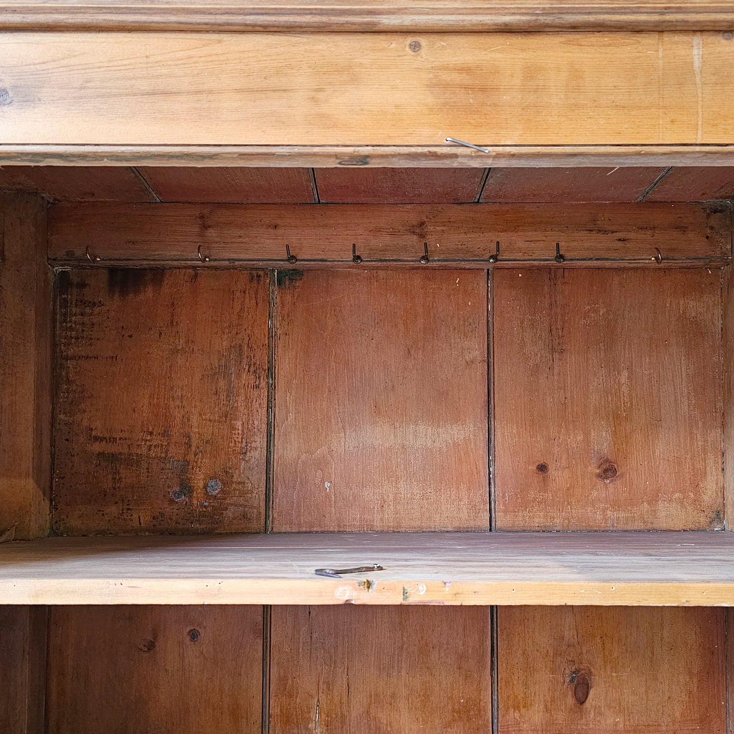 Antique English Pine Cupboard with glass doors - 1870