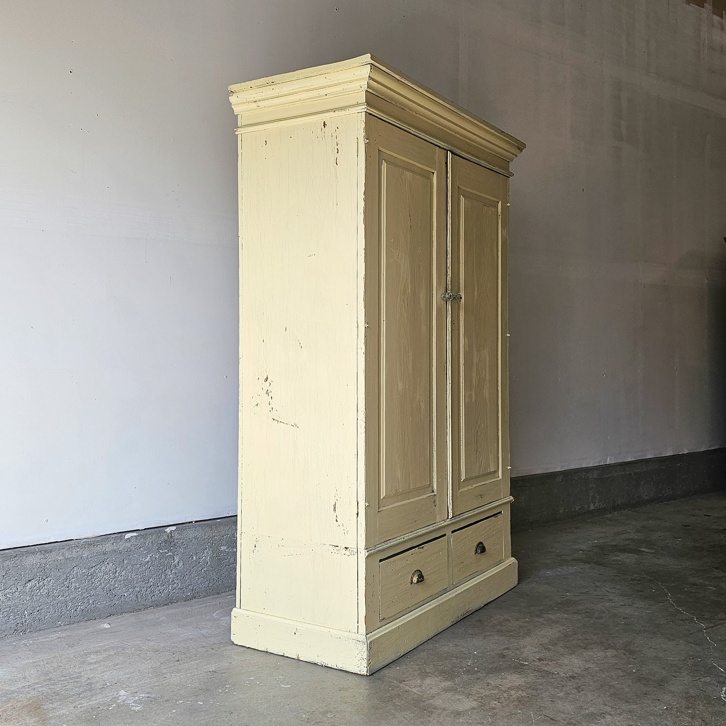 Antique yellow chippy cabinet