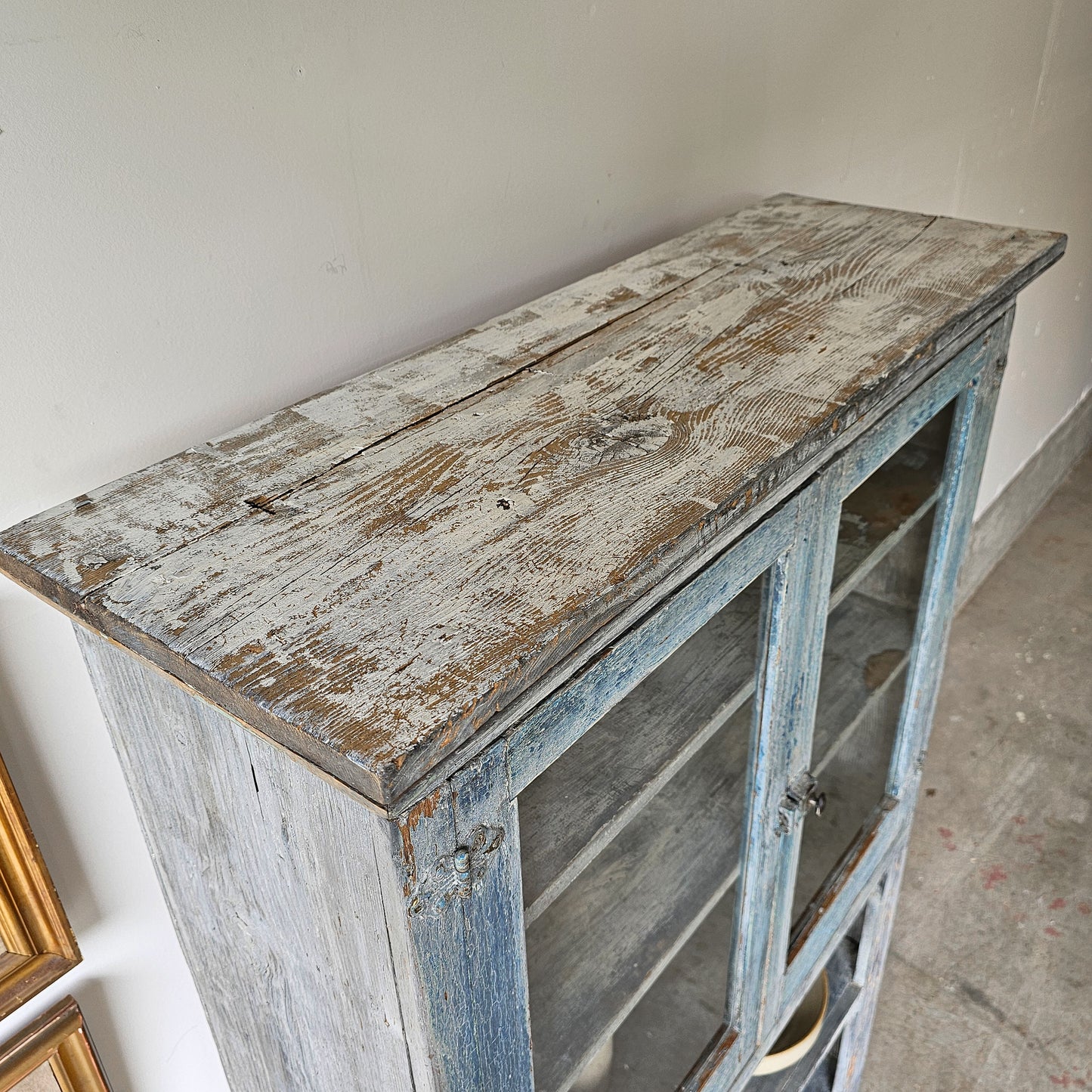 Antique chippy blue cabinet