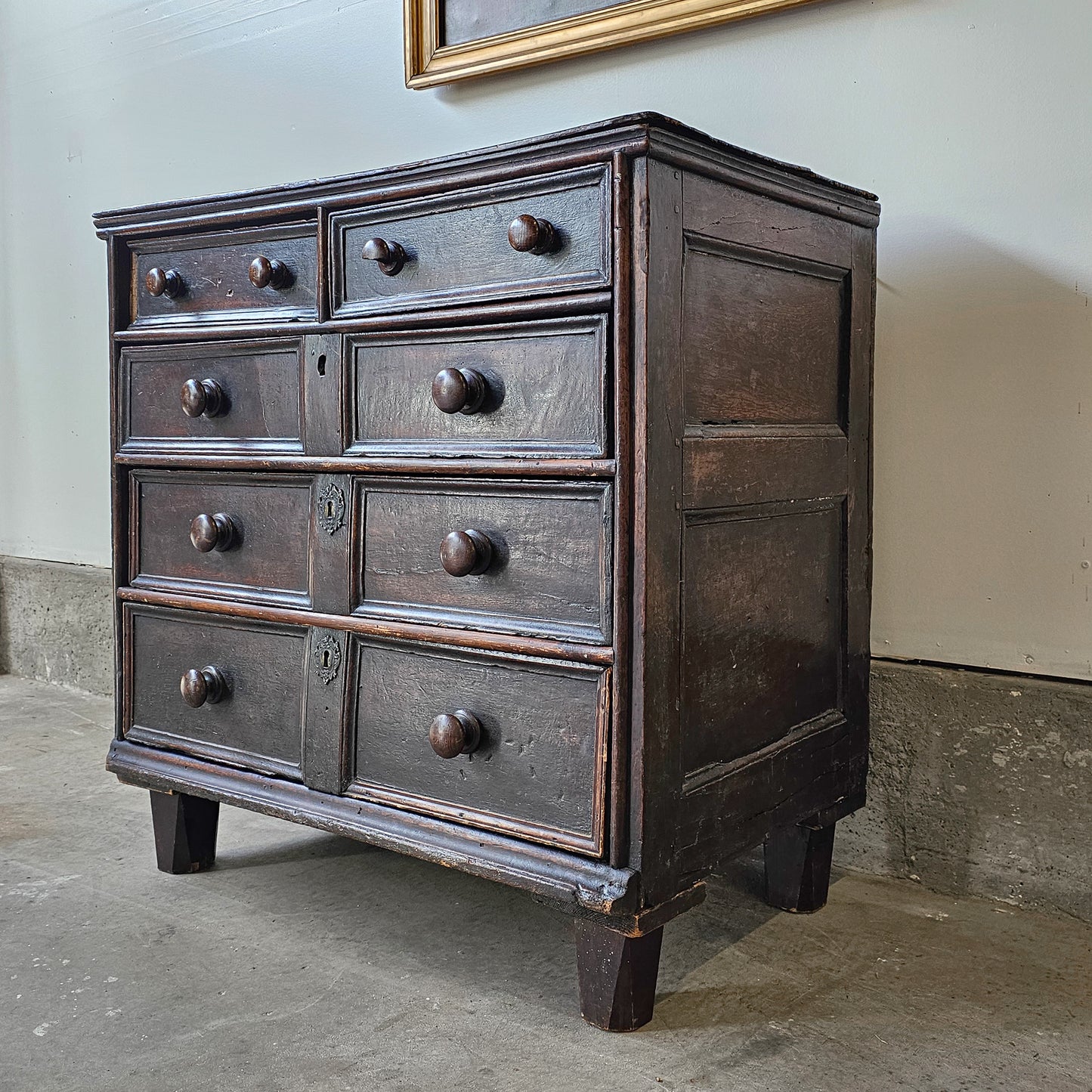 Antique 18th Century Dark Oak Chest of Drawers Dresser