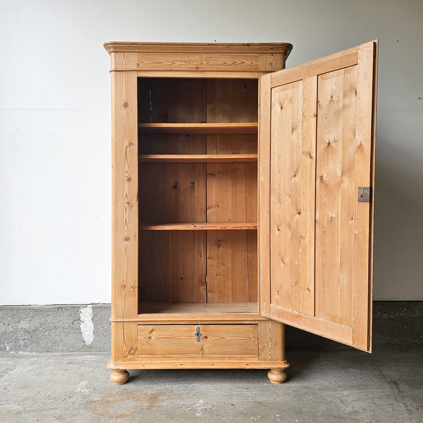 Antique Pine Single Door Wardrobe Cabinet