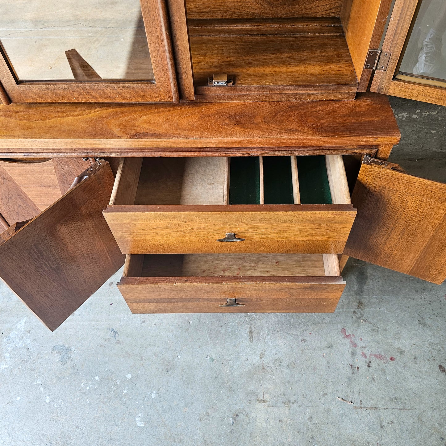 Vintage Mid-Century Modern two piece hutch