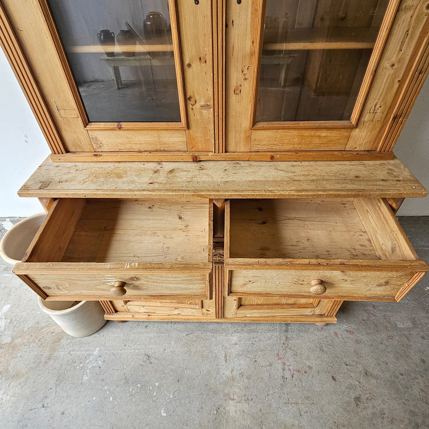 Antique European pine hutch