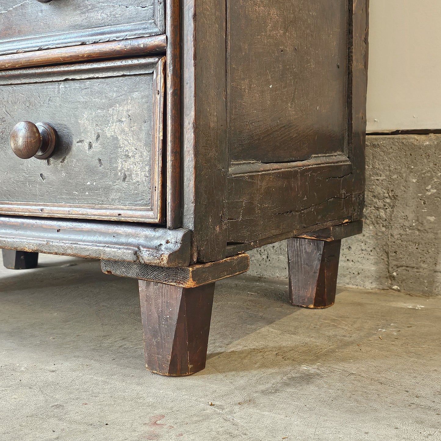 Antique 18th Century Dark Oak Chest of Drawers Dresser