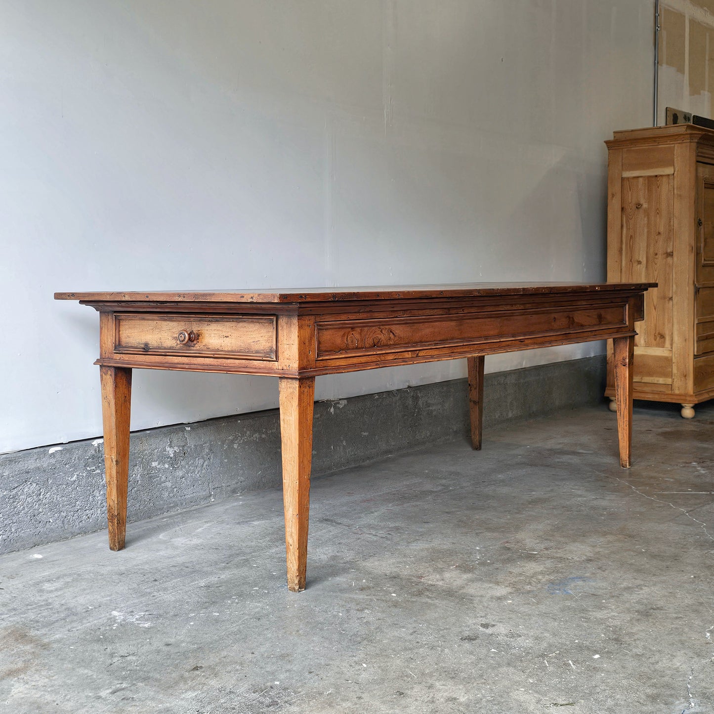 Antique French Farmhouse Table with Drawers