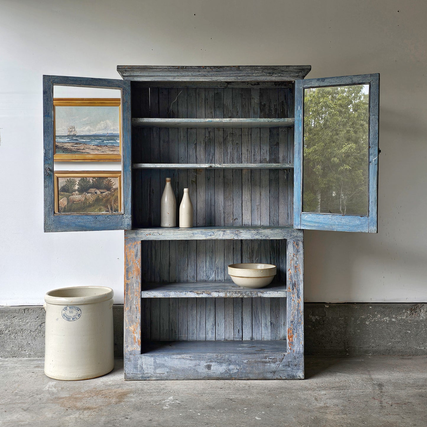Antique chippy blue cabinet