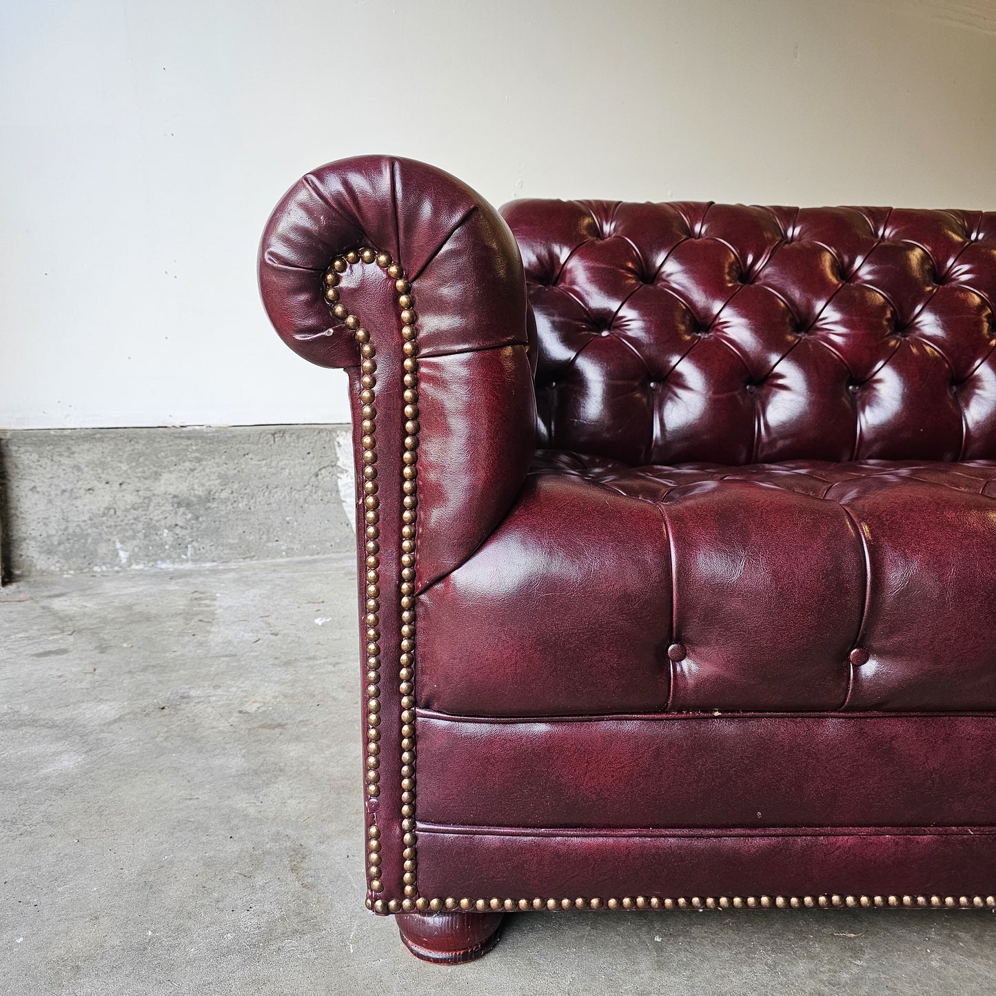 Vintage 1970's tufted chesterfield leather sofa