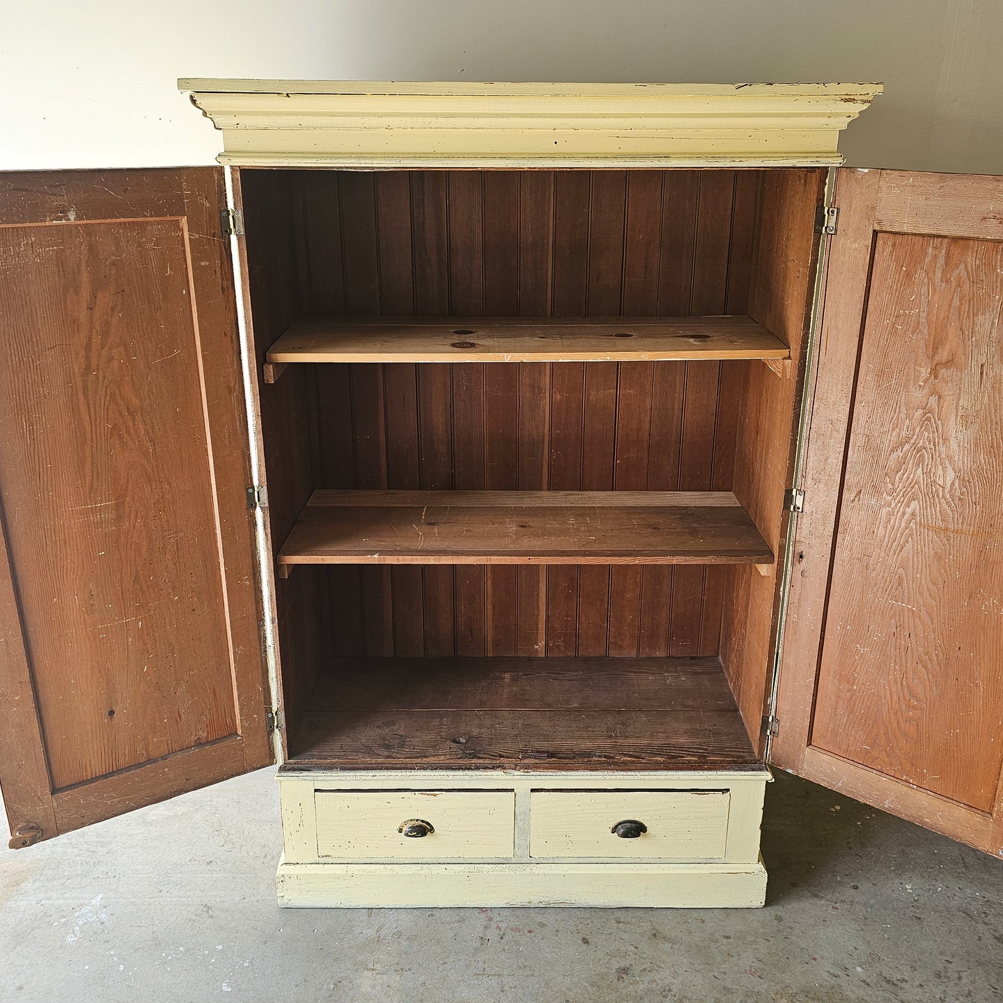 Antique yellow chippy cabinet