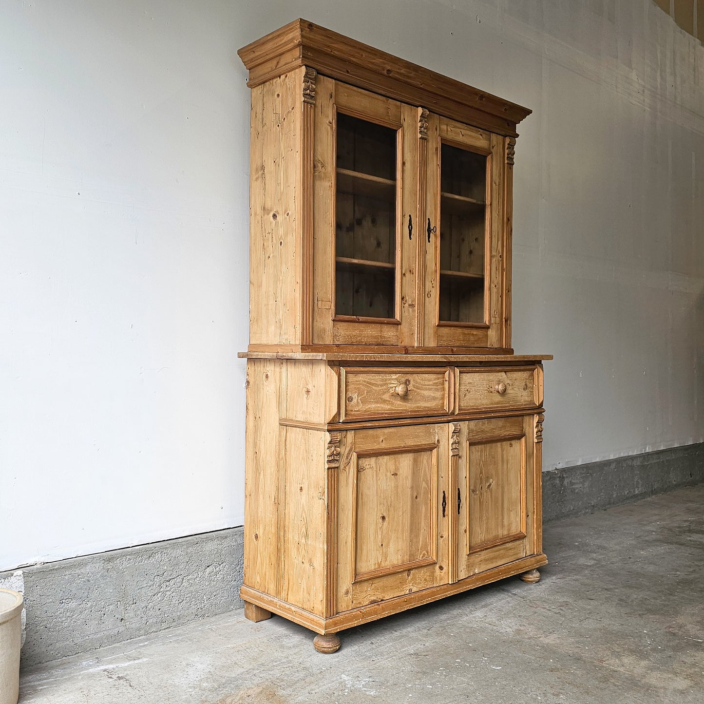 Antique European pine hutch