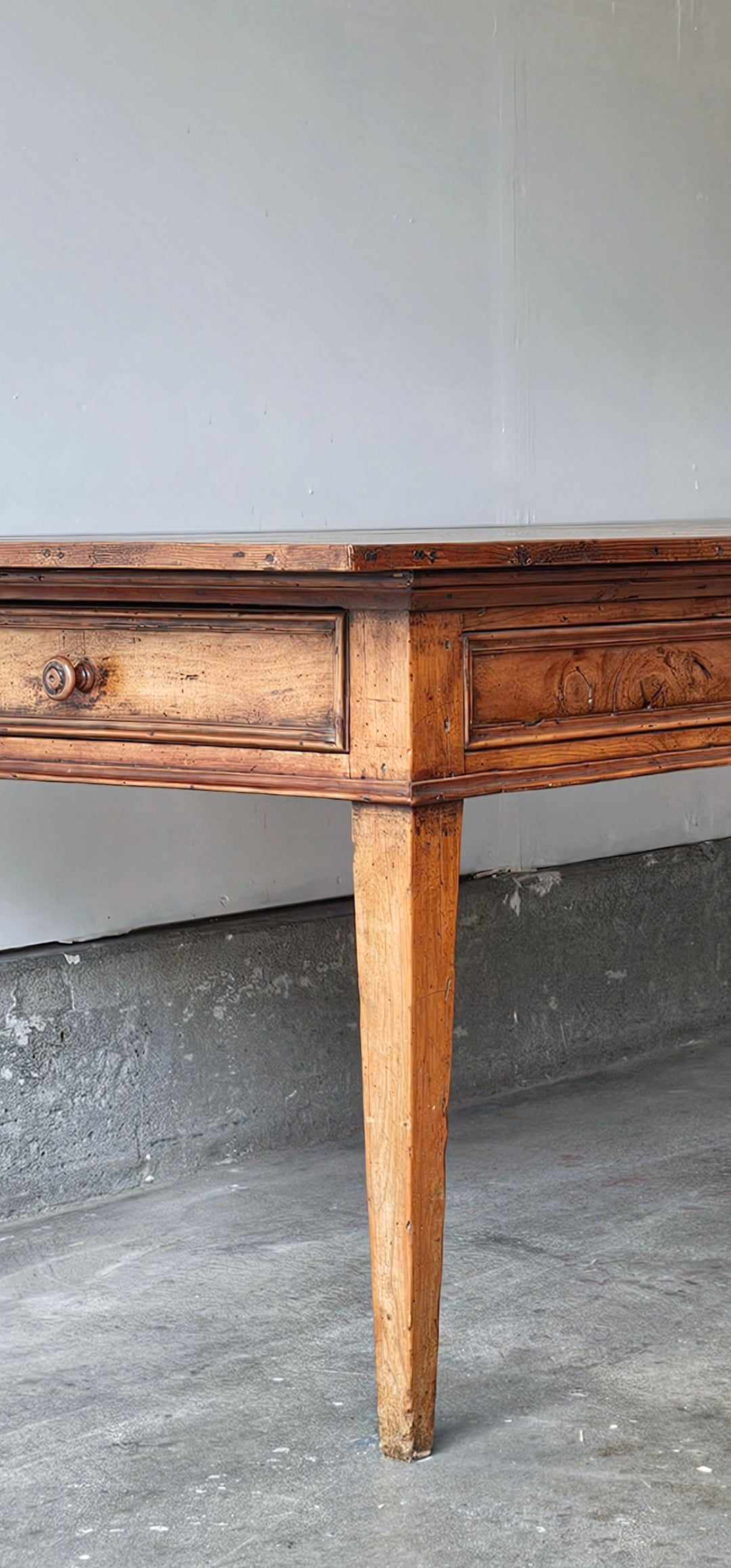 Antique French Farmhouse Table with Drawers