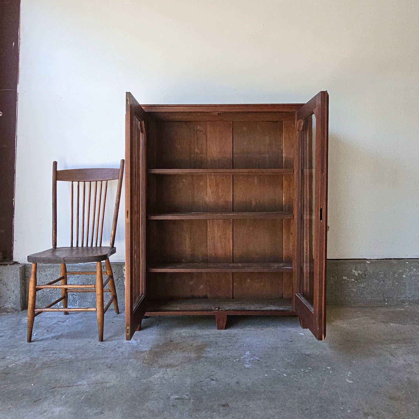 Antique Mahogany Glass-Front Bookcase