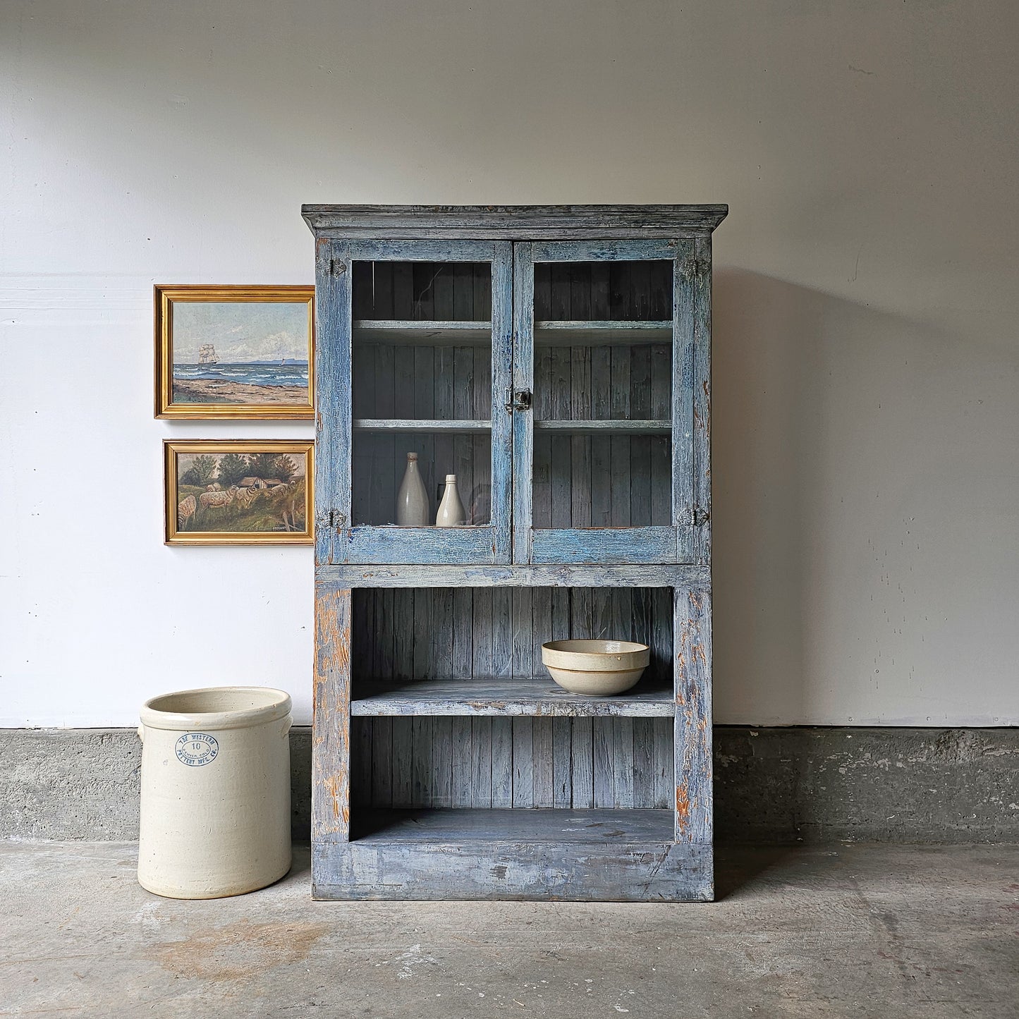 Antique chippy blue cabinet