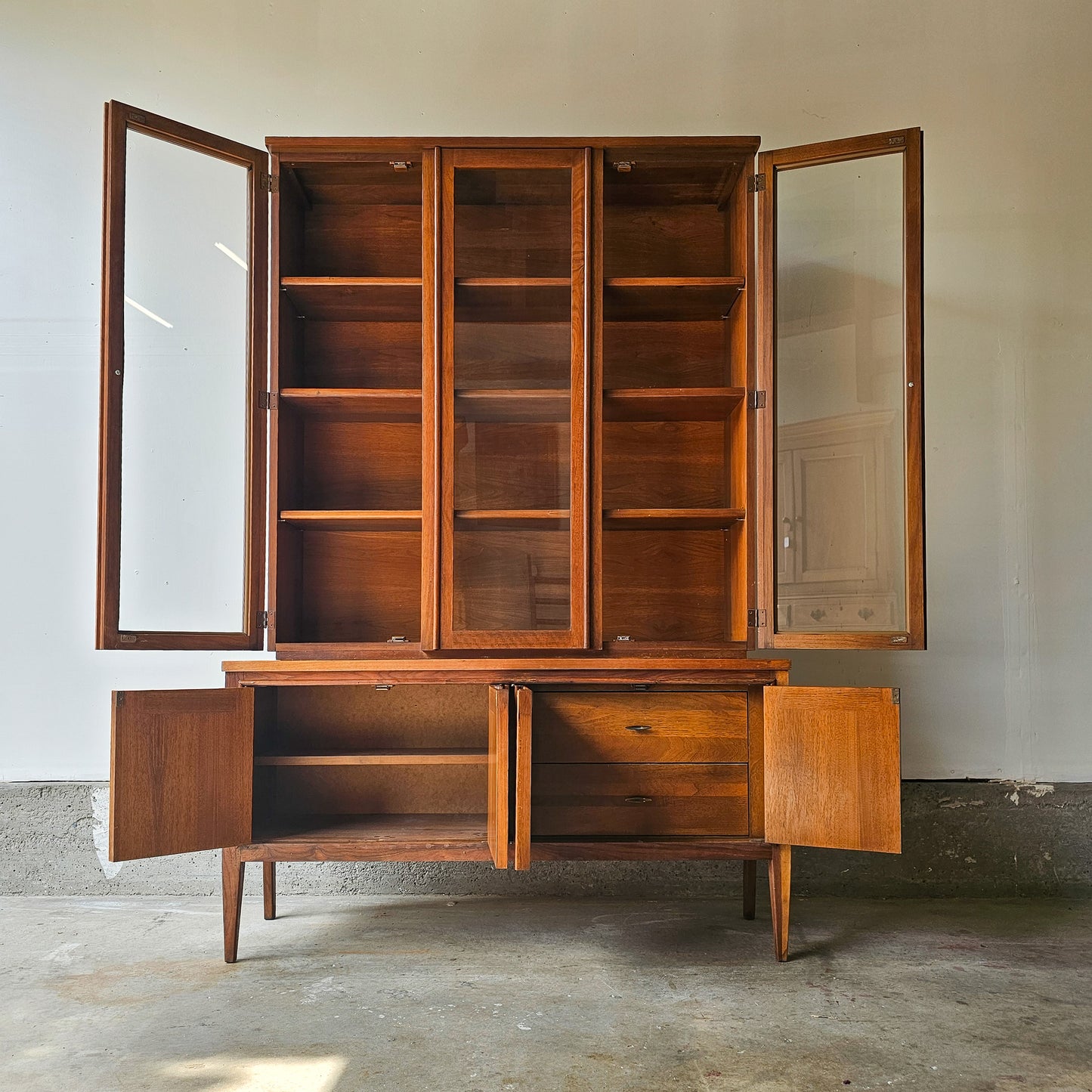 Vintage Mid-Century Modern two piece hutch
