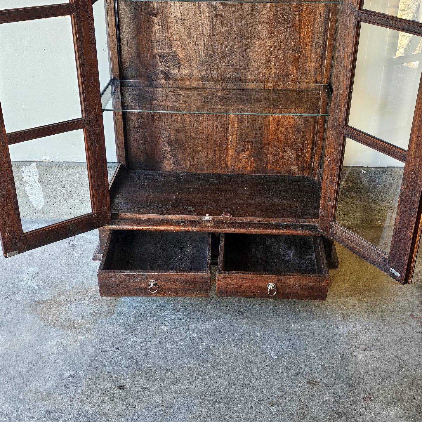 Vintage dark wood curio cabinet