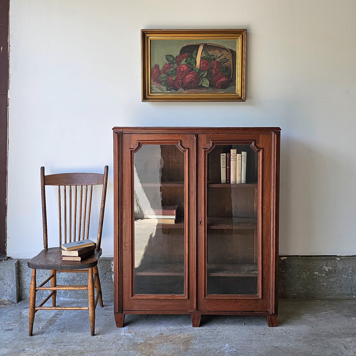Antique Mahogany Glass-Front Bookcase