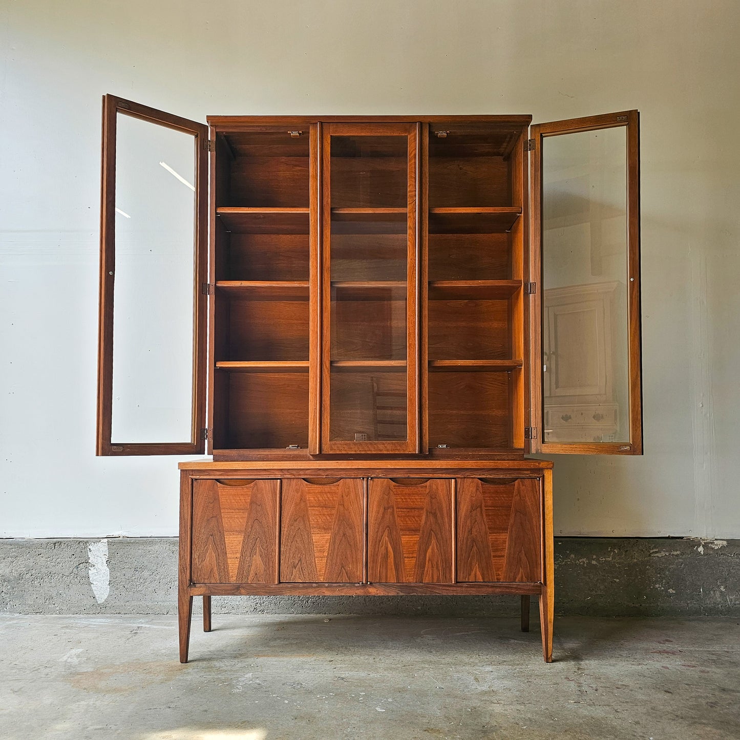 Vintage Mid-Century Modern two piece hutch