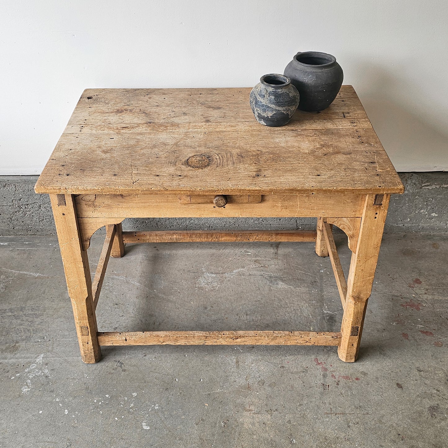 Small Antique English Pine Table with Drawer