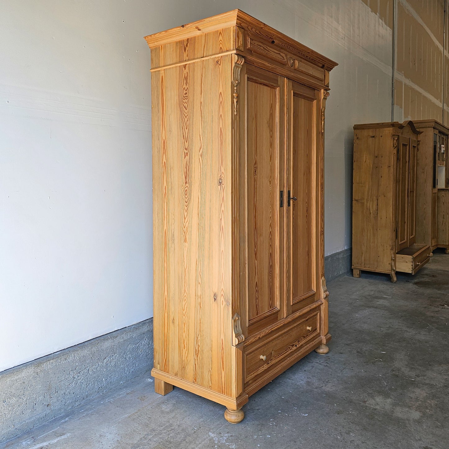 Antique pine armoire wardrobe