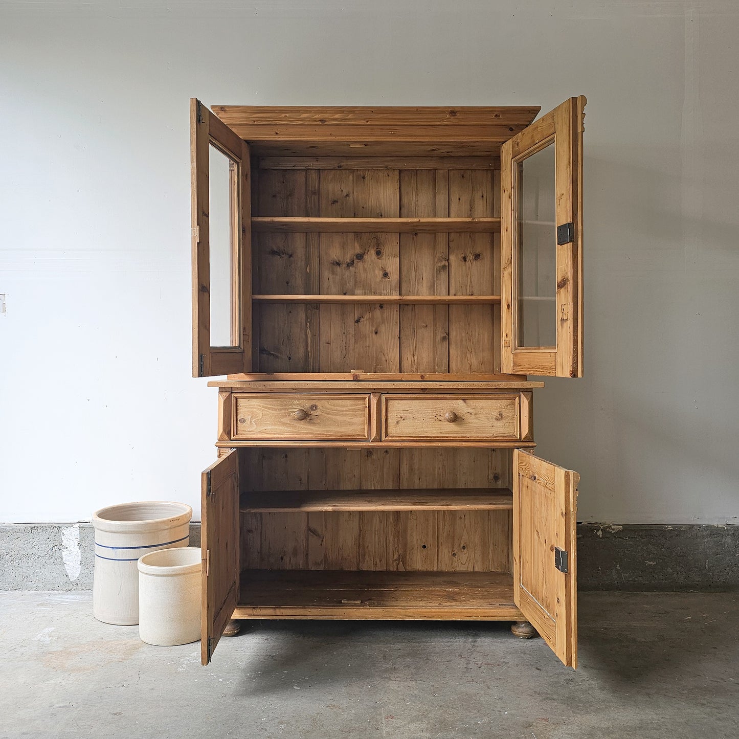 Antique European pine hutch