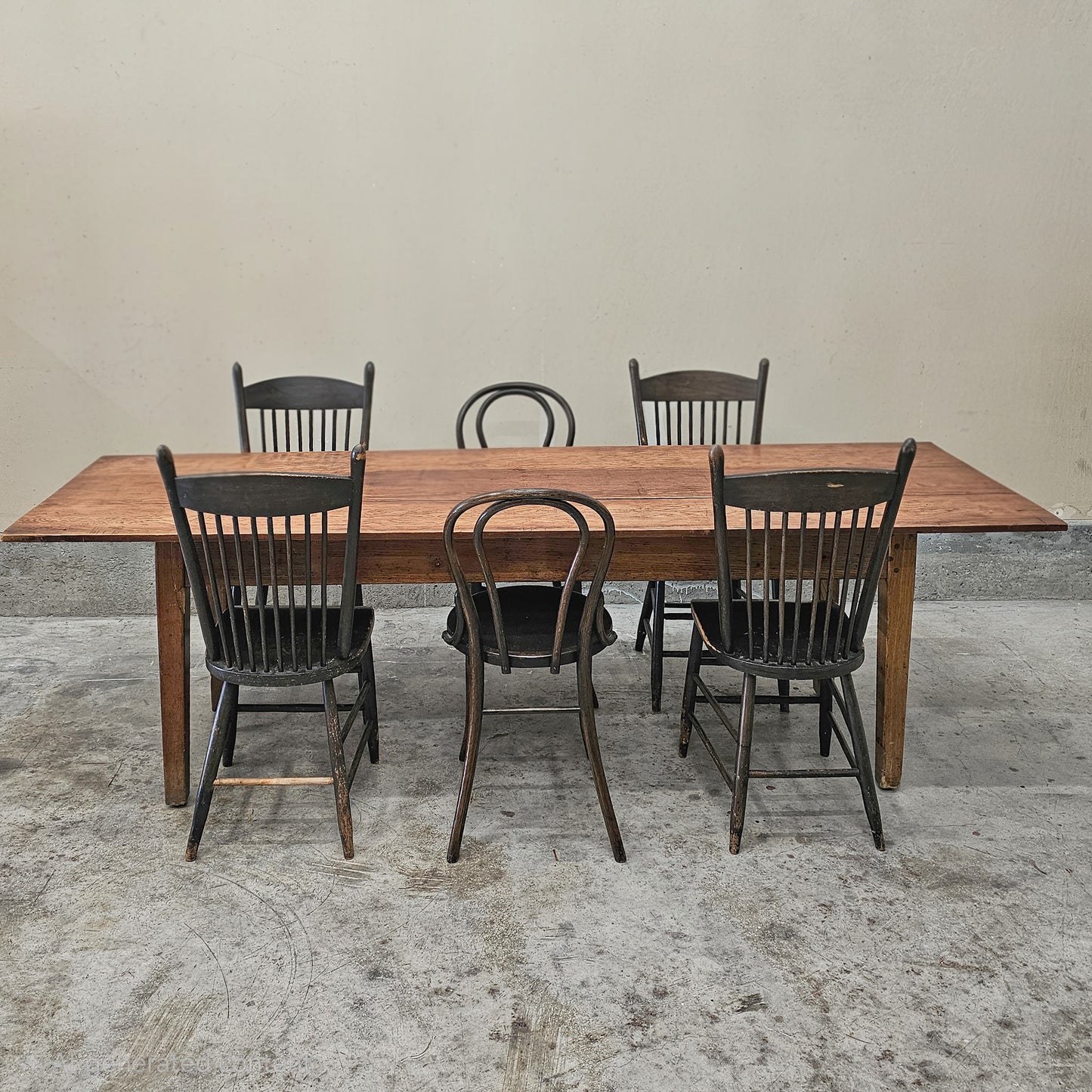 Antique three plank farmhouse dining table