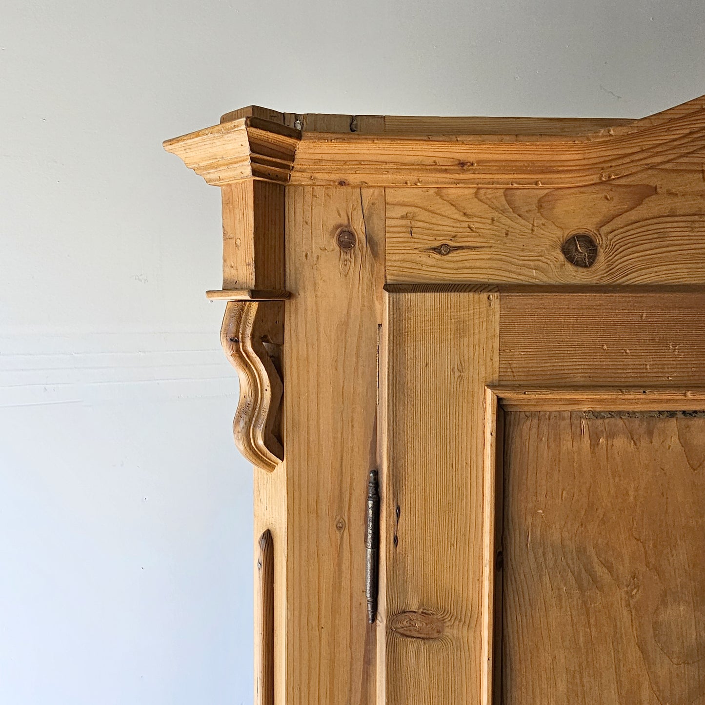 Antique Pine Armoire with Serpentine Legs