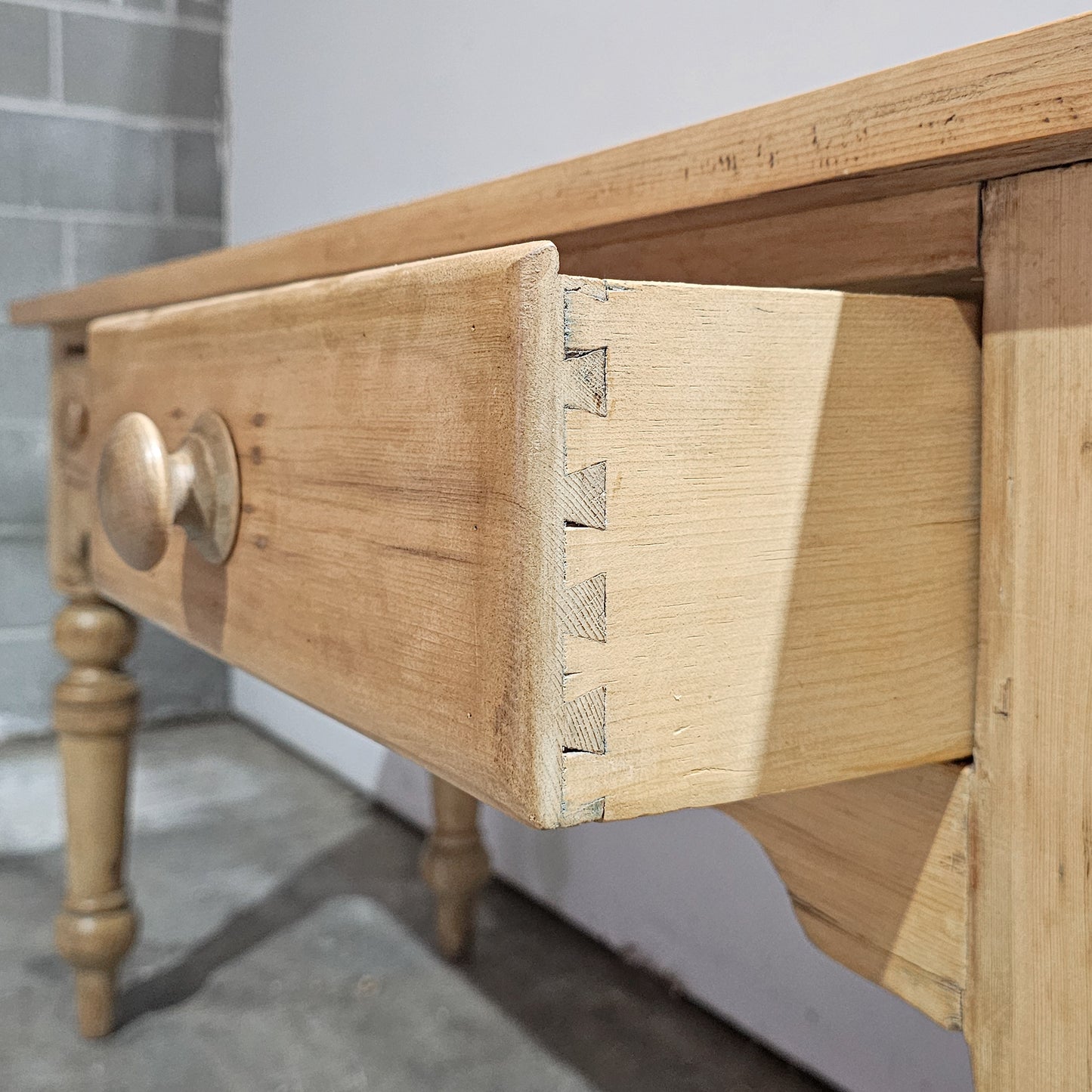 Antique English Pine Console Table or Desk - Circa 1880