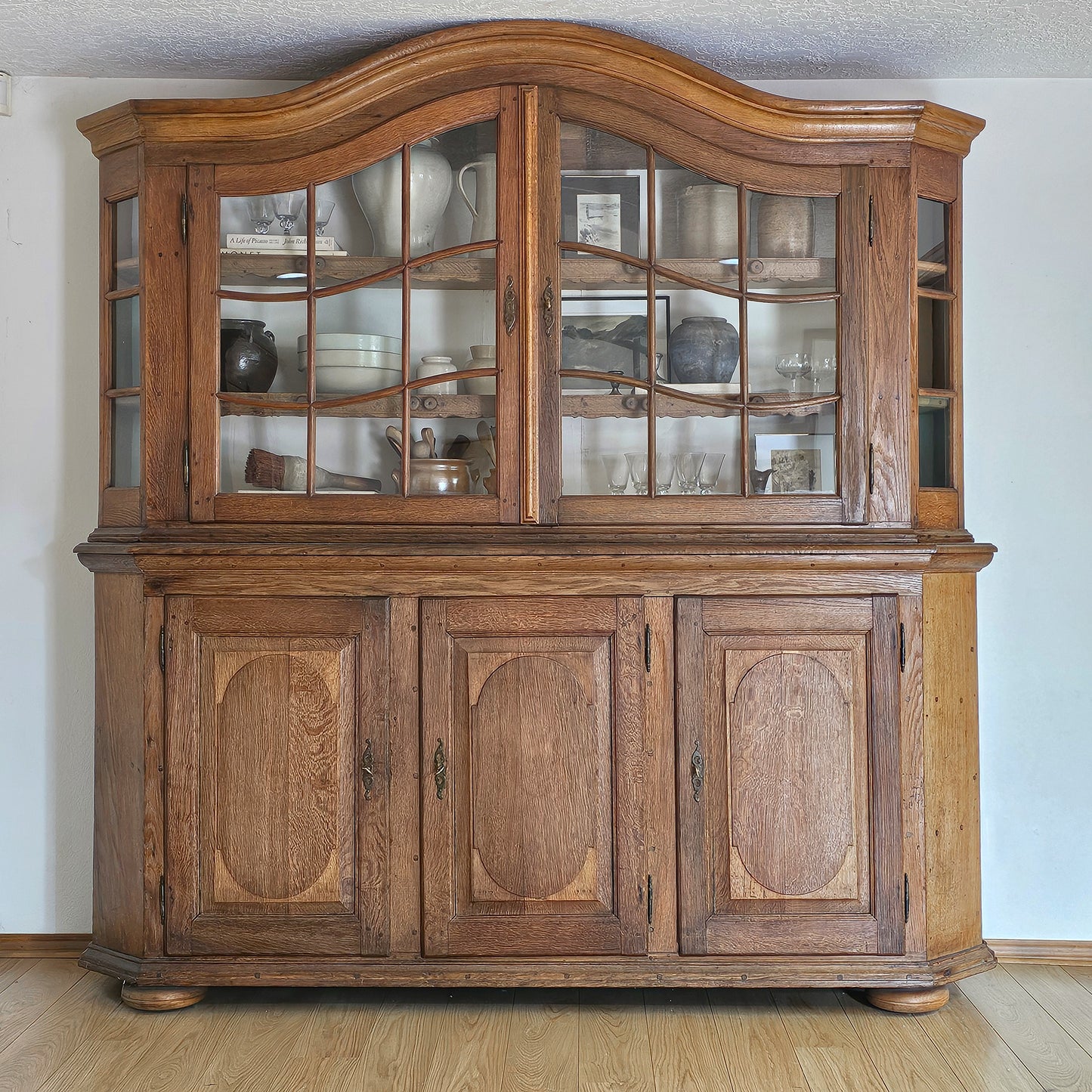 Antique 18th Century German Baroque Oak Hutch Cabinet