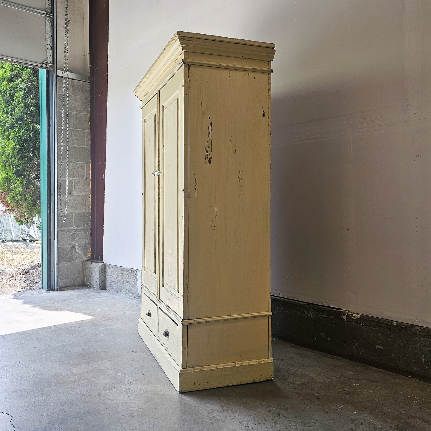 Antique yellow chippy cabinet