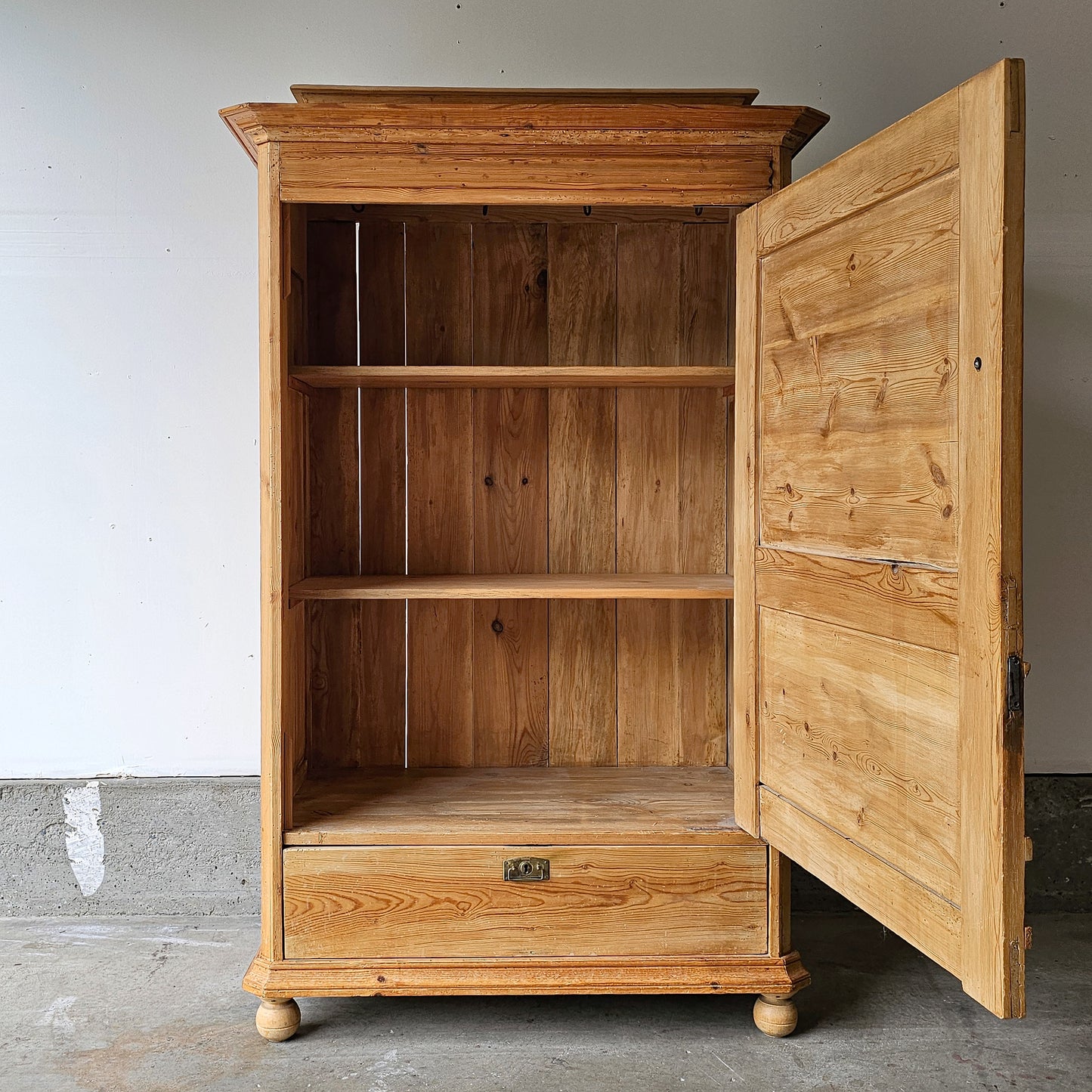 Antique Dutch Pine Cupboard with Drawer