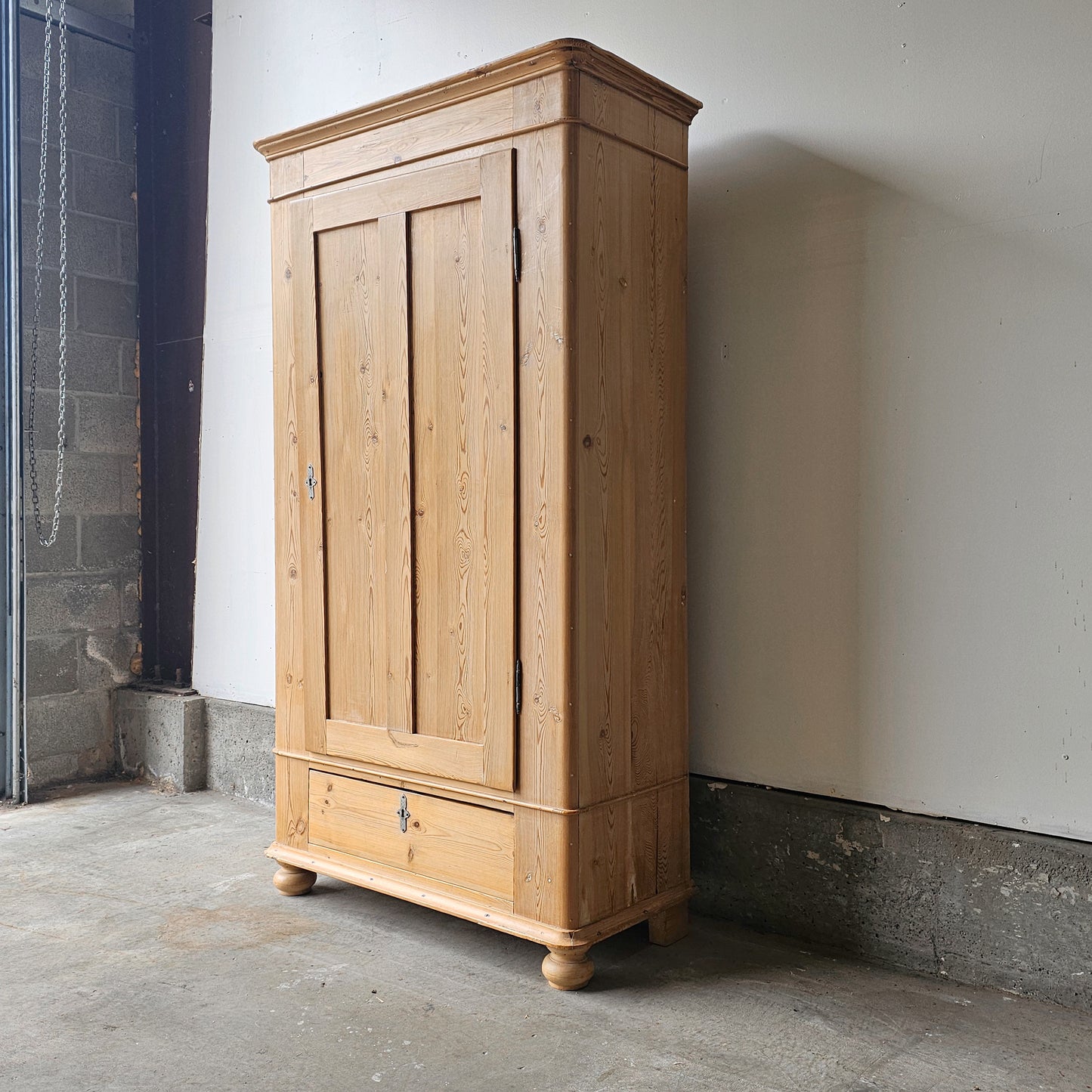Antique Pine Single Door Wardrobe Cabinet