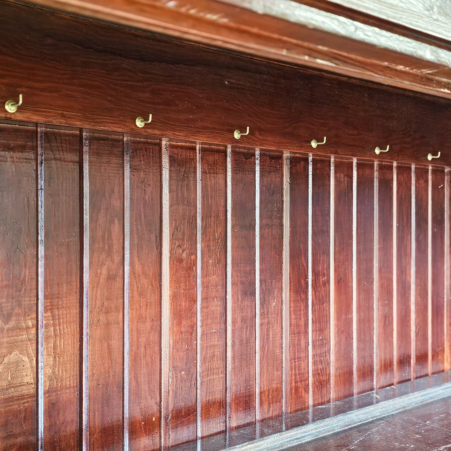 Antique wood cabinet with glass doors