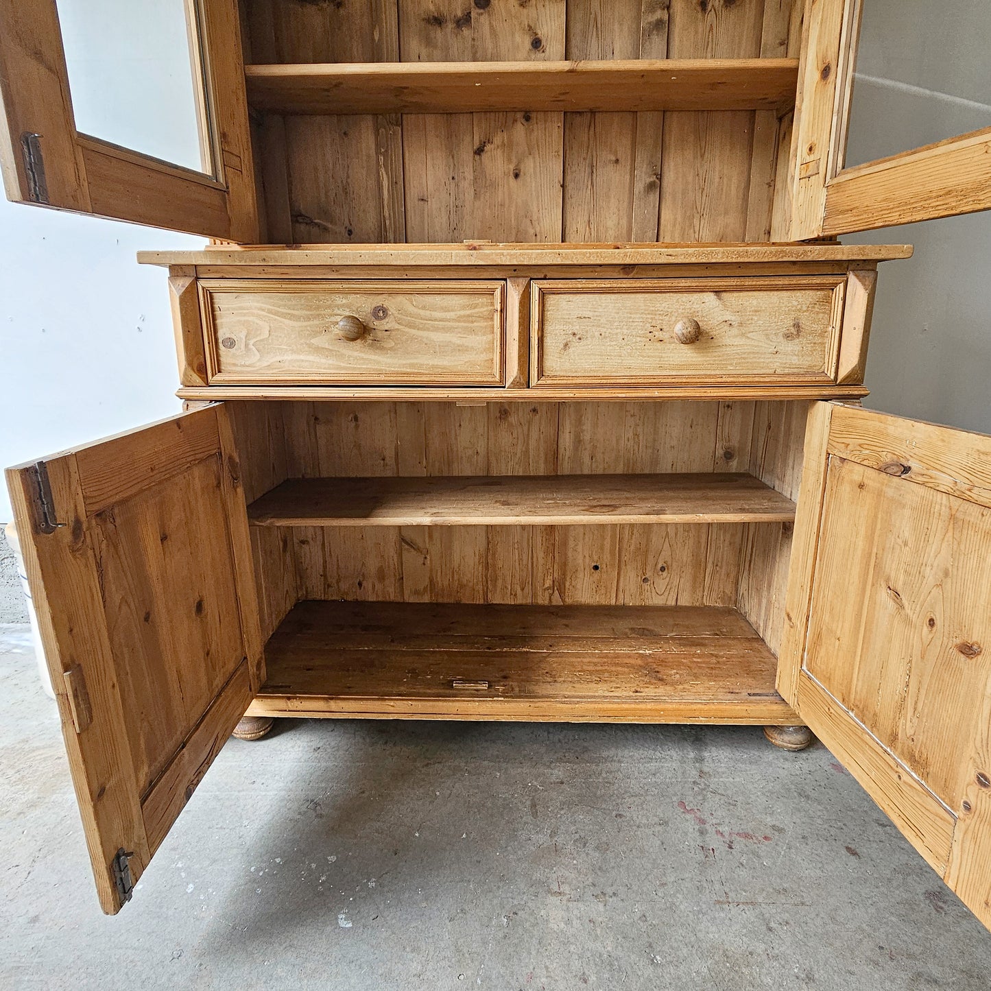 Antique European pine hutch