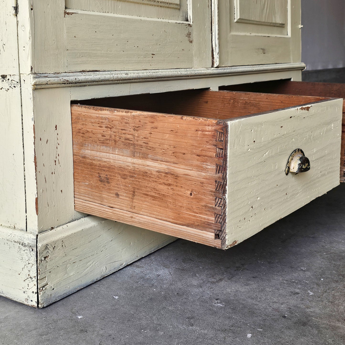 Antique yellow chippy cabinet