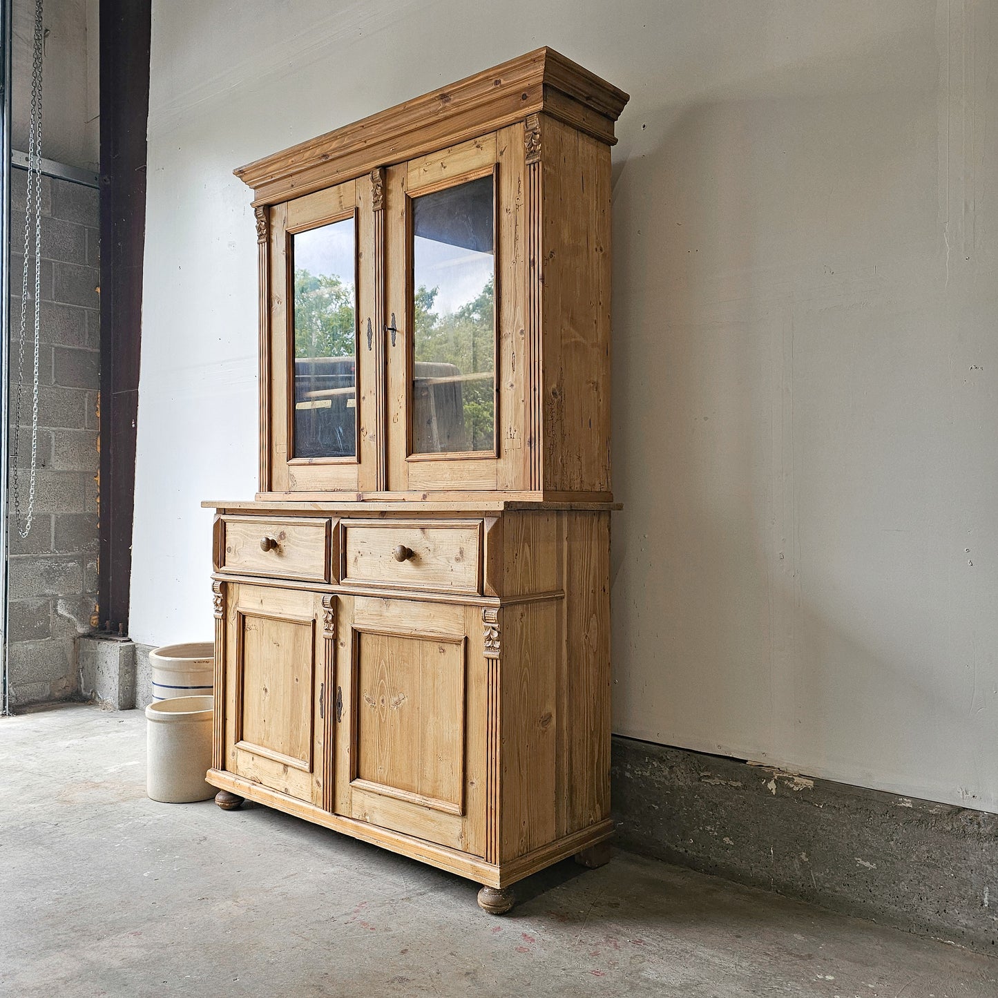 Antique European pine hutch