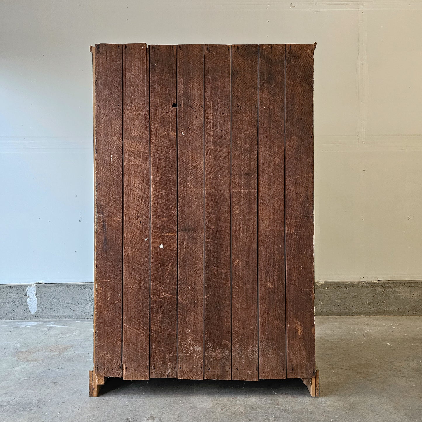 Antique Painted Wardrobe Cabinet with Scalloped Base