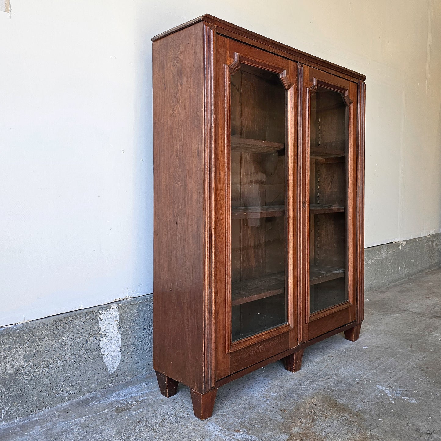 Antique Mahogany Glass-Front Bookcase