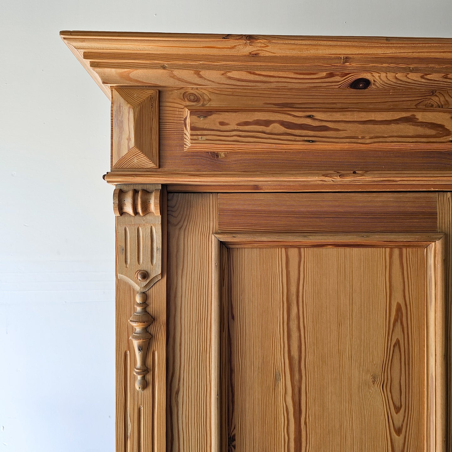 Antique pine armoire wardrobe