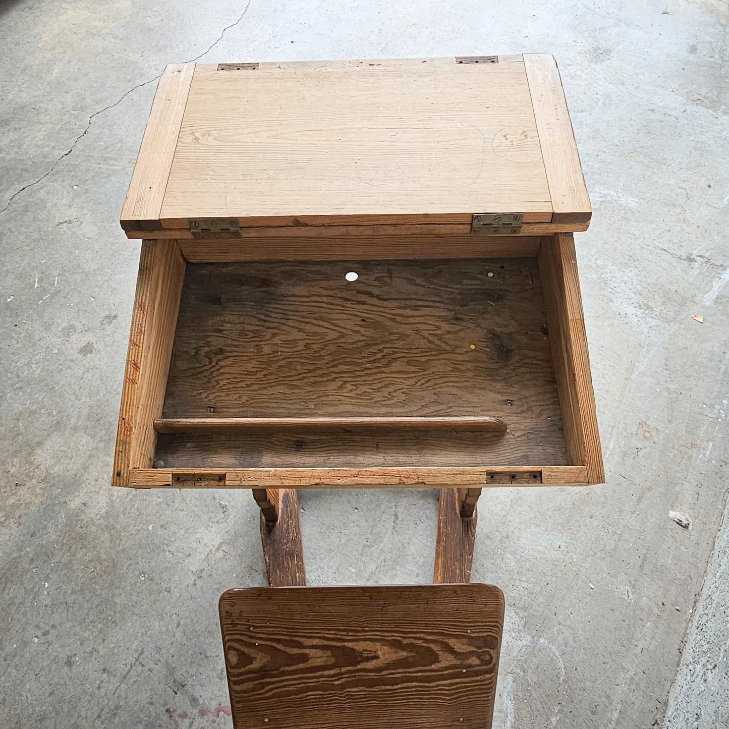 Antique pine children’s school desk