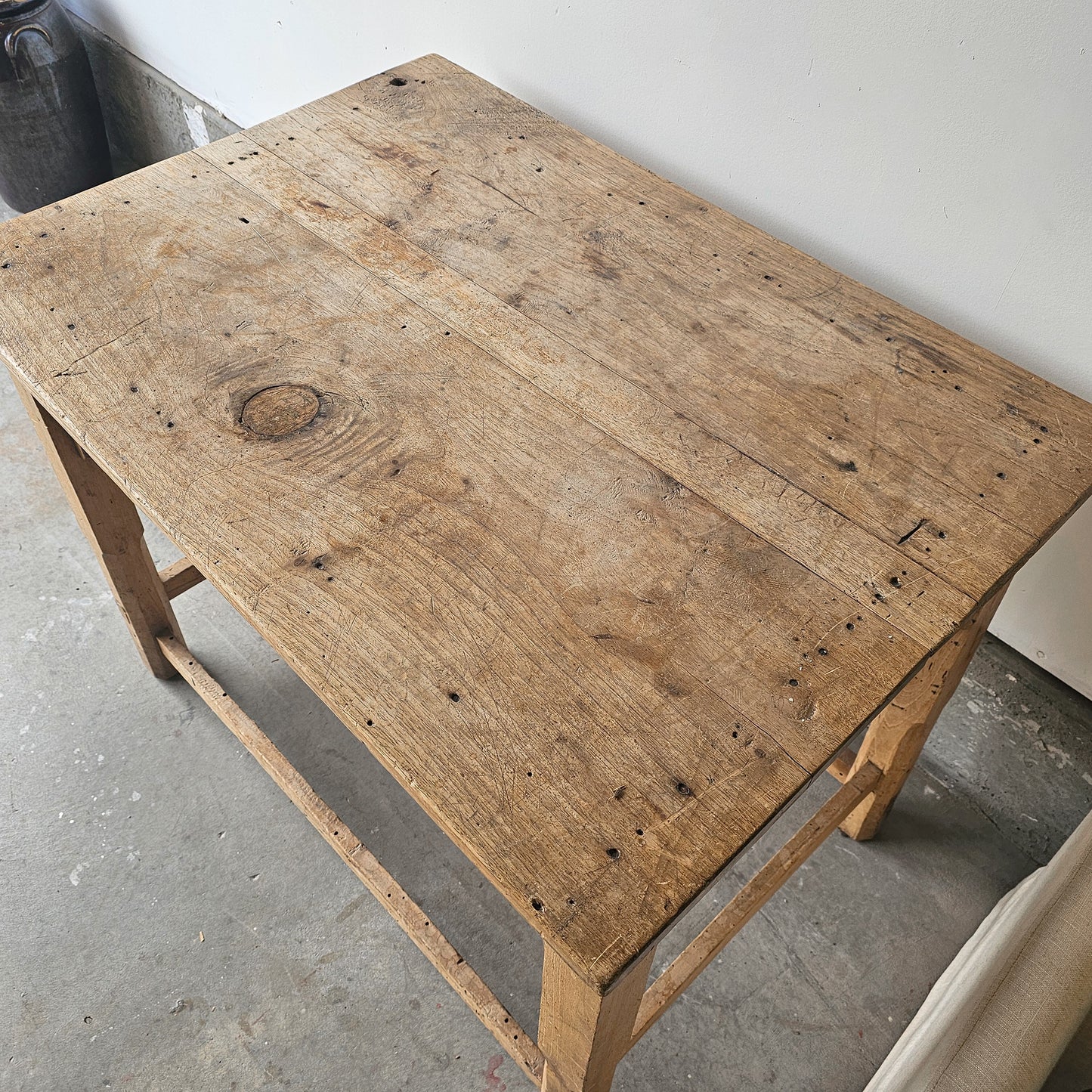 Small Antique English Pine Table with Drawer
